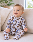 Bamboo Zipper Baby Romper – Football Fun & Comfort