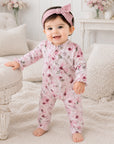 Watercolor Floral Zipper Bamboo Romper - Convertible Cuffs
