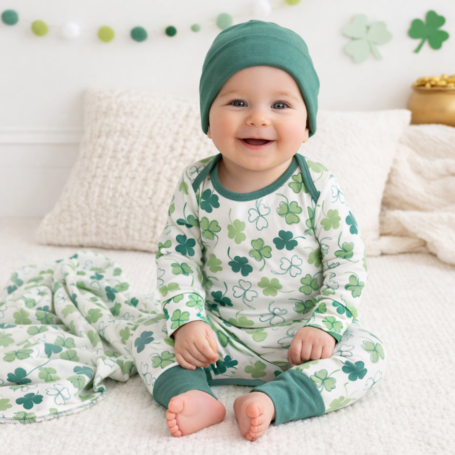 Shamrock Bamboo Baby Romper – Soft &amp; Eco-Friendly Irish Gift