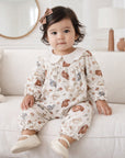 Larkspur Prairie Linen Western Romper With Eyelet Collar