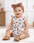 Baby Girl Skirted Bodysuit – Soft Bamboo Cactus Trails