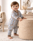 Wild Wrangler/Blue Western Bamboo Henley Cowboy Romper