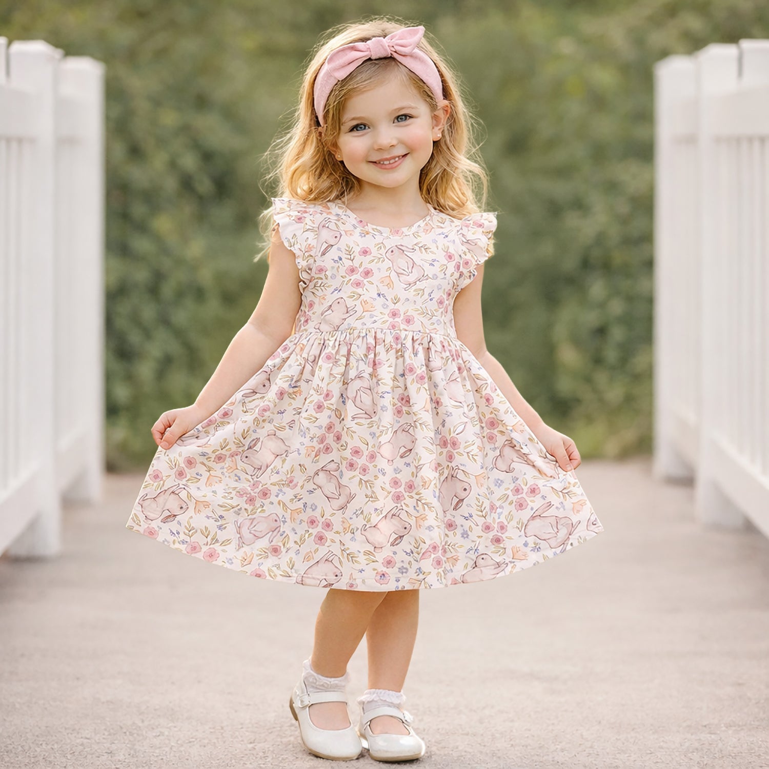 Bunny Blooms Bamboo Easter Dress for Baby &amp; Toddler Girls