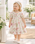 Blush Bouquet Smocked Bodice Puff Sleeve Dress