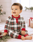 Baby Christmas Plaid Henley Bamboo Romper