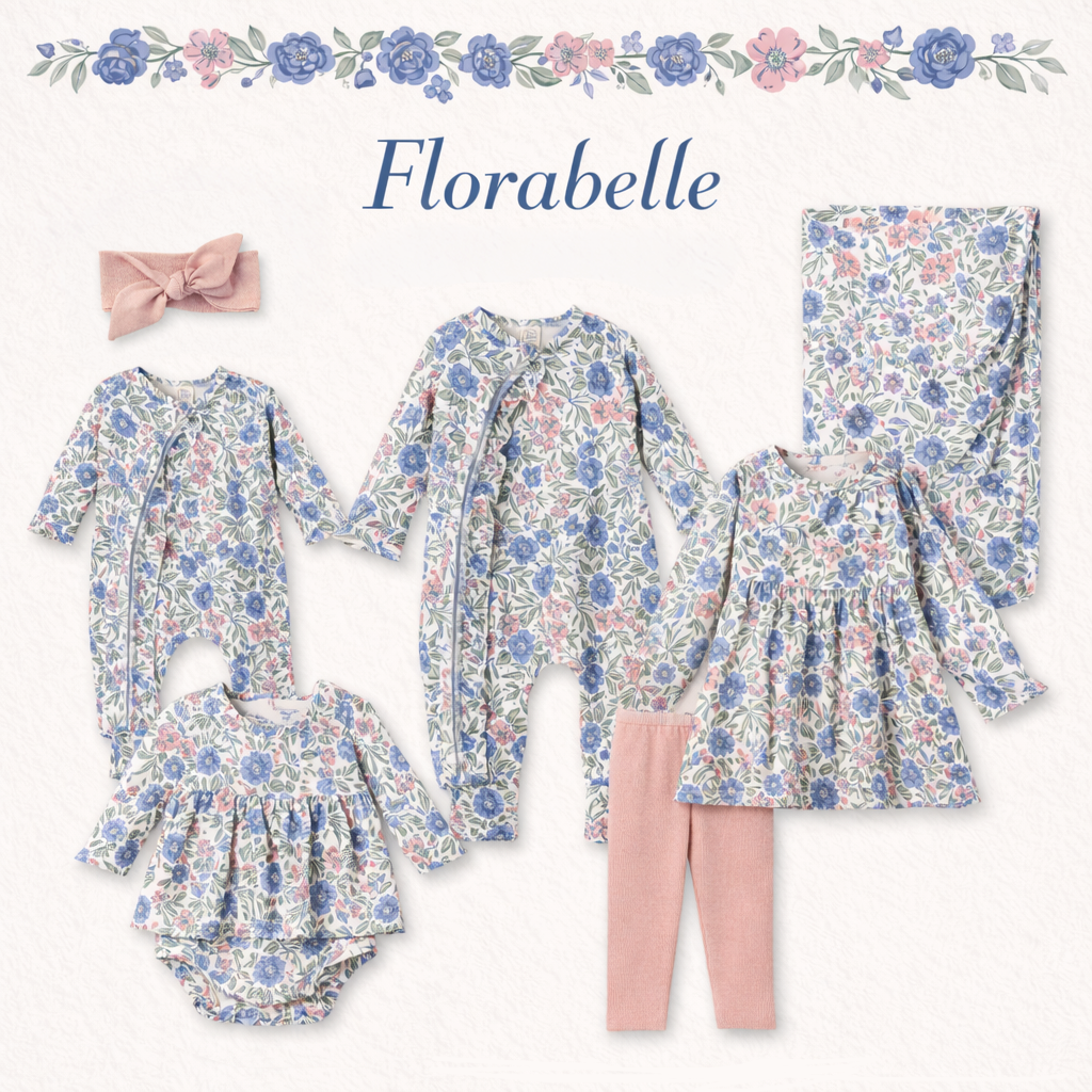 Vintage Floral Baby Girl Outfit - Bamboo &amp; Cotton