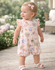 Petal Patch Baby Girl Romper – Bamboo One-Piece with Eyelet