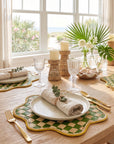 Checkerboard Scalloped Handwoven Iraca Placemat