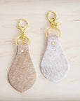 Hair-on-Hide Leather Key Chain - Light Tan 703j