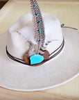 Turquoise Accent Guinea Feather & Leather Hat Band Only 952e