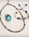 Genuine Jasper and Tigers Eye Beaded Bracelet 811t