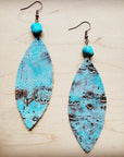**Leather Oval Earrings in Turquoise Metallic w/ Turquoise Accent 207c