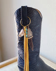 Boho Western Boot Bling Charm with Leather Fringe 500c