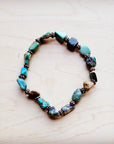 Genuine HuBei Natural Turquoise Beaded Bracelet w/ Copper 810g