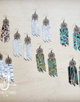**Dream Catcher Earrings w/ Leather Fringe Gilded Cowboy 200ai
