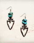 Copper Arrow Earrings w/ Natural Turquoise Chunks 220m