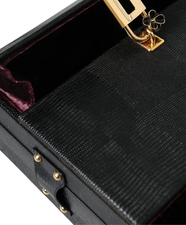 Dolce &amp; Gabbana Black Lizard Embossed Double Box Bag