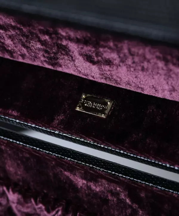 Dolce &amp; Gabbana Black Lizard Embossed Double Box Bag