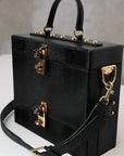 Dolce & Gabbana Black Lizard Embossed Double Box Bag