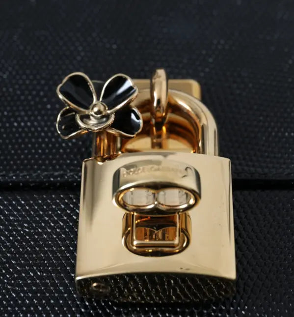 Dolce &amp; Gabbana Black Lizard Embossed Double Box Bag