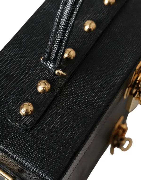 Dolce &amp; Gabbana Black Lizard Embossed Double Box Bag
