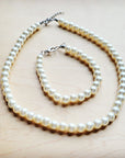 **Glass Pearl Necklace & Bracelet Set Wedding Collection 259w