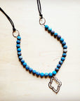 **Frosted Chrysocolla Beaded Necklace w/ Copper Pendant 258h