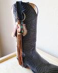 Boho Western Boot Bling Charm with Leather Fringe 500a
