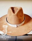 Boho Western Felt Hat w/ Choice of Leather Hat Band w/ Turquoise Slab-Tan 980k