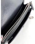 Saint Laurent Black Leather Sunset Wallet on a Chain Crocodile Embossed Bag