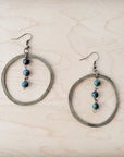 Western Copper Hoop Earrings w/ African Turquoise Beads 200t