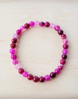 **Pink Agate Beaded Stretch Bracelet 810y