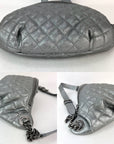 Chanel Metallic Dark Silver Calfskin Quilted Banane Fanny Pack Waist Bag