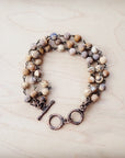 Frosted Picture Jasper Triple Strand Bracelet 808f