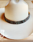 Brown Turquoise Floral Embossed Leather Hat Band Only 950u