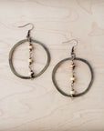 Western Copper Hoop Earrings w/ Natural Agate Beads 200s