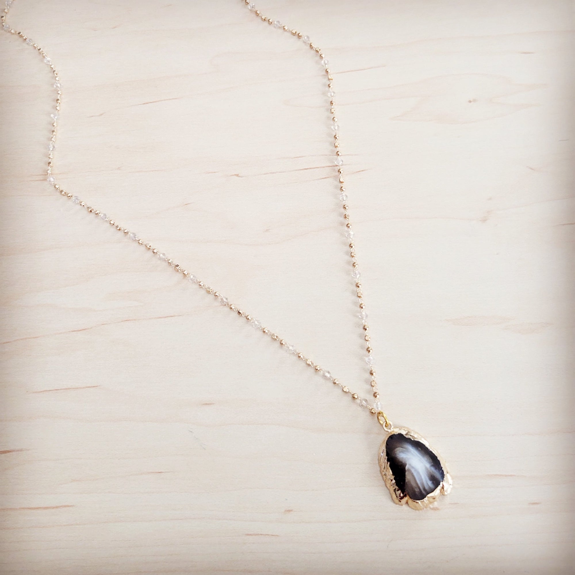 Gilded Black Agate Necklace 257ma