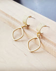 Matte Gold Cuff Earring w/ Square Dangle 200k
