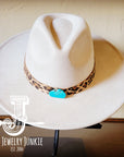 Boho Western Felt Hat w/ Choice of Leather Hat Band w/ Turquoise Slab-Bone 980i