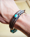 Blue Chunky Turquoise Feather Beaded Bracelet 809m