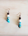 Genuine Regalite Wood and Turquoise Drop Earrings 200bd