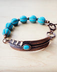 **Blue Melon Turquoise Beaded Bracelet on Copper Feather 810u
