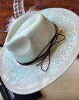 Hand-Painted Leopard Boho Western Cowgirl Hat & Band Mint 987d