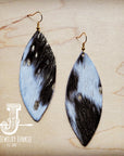 **Narrow Leather Oval Earrings-Mixed Metallic Hair-on-Hide 208x