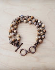 Frosted Picture Jasper Triple Strand Bracelet 808f