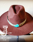 **Boho Western Felt Hat w/ Choice of Leather Hat Band w/ Turquoise Slab-Brown 980h