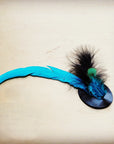 **Turquoise/Black Fluffy Feather Hat Band (Band Only) 983m