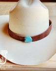**Brown Cognac or Black Leather Hat Band Only w/ Turquoise Slab 950x