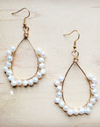 Wire Wrapped Freshwater Pearl Beaded Hoop Earrings 218y