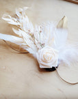 Boho Western Wedding Floral & Feather Bridal Hat in Rust 984i